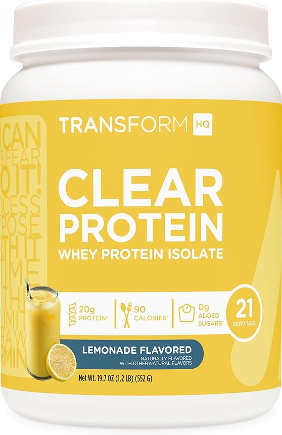 TransformHQ Clear Whey Protein Isolate (WPI) (Lemonade Flavored) 21 Servings - 20 Grams Protein Per Serving