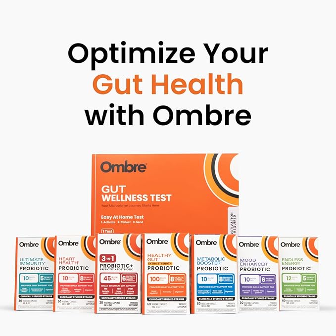 Ombre 3-in-1 Probiotic Prebiotic and Postbiotic for Digestive Health &amp Gut Health - 45 Billion CFU - Bloating Constipation &amp Gas Relief - Metabolic &amp Immune Support for Women &amp Men