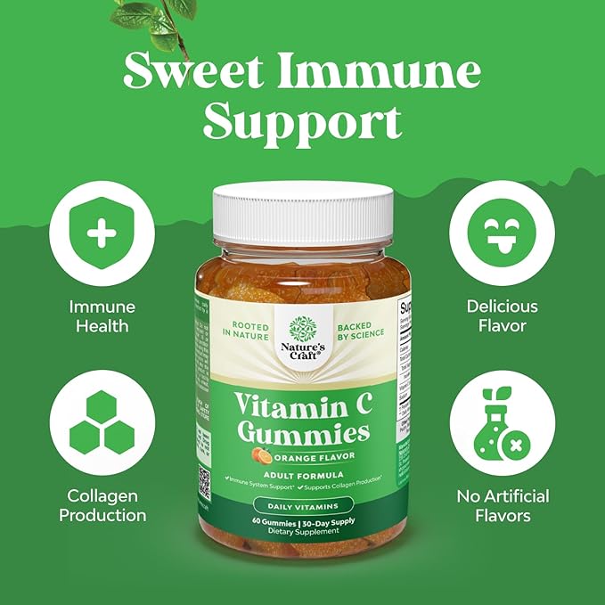Bundle of Hair Skin and Nails Gummies - Extra Strength Biotin and Collagen 10000mcg per Serving and Chewable Vitamin C Gummies - Halal Ascorbic Acid Immune Booster &amp Natural Cold Remedy for Adults