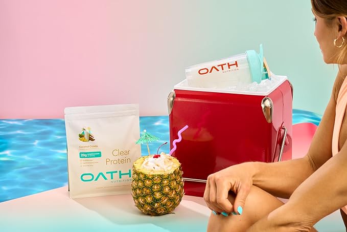 Oath Nutrition Clear Whey Isolate Protein Powder Coconut Colada 20g Complete Protein per Serving No Added Sugar Grass-Fed 21 Servings