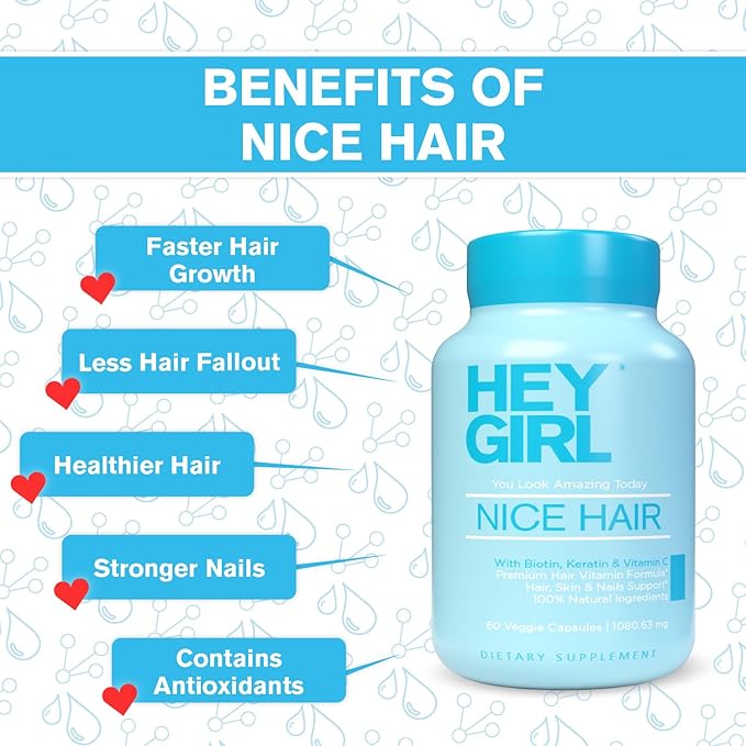 Hair Vitamins To Help Thinning and Fallout - Hair Supplement To Grow Hair Faster Stronger &amp Have Healthy Skin &amp Nails - Scientifically Made With Biotin Keratin Folic Acid Vitamin B C 60