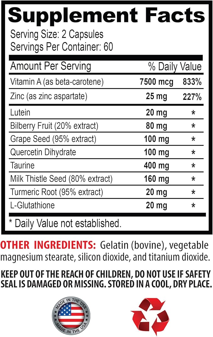 Eye Formula Lutein &amp zeaxanthin - Eye Vision Guard - Extra Strength Bilberry Supplement Eye Vitamins for Vision Bilberry Extract for Eyes Vision Support Pills Lutein with Bilberry 3B 180 Cap