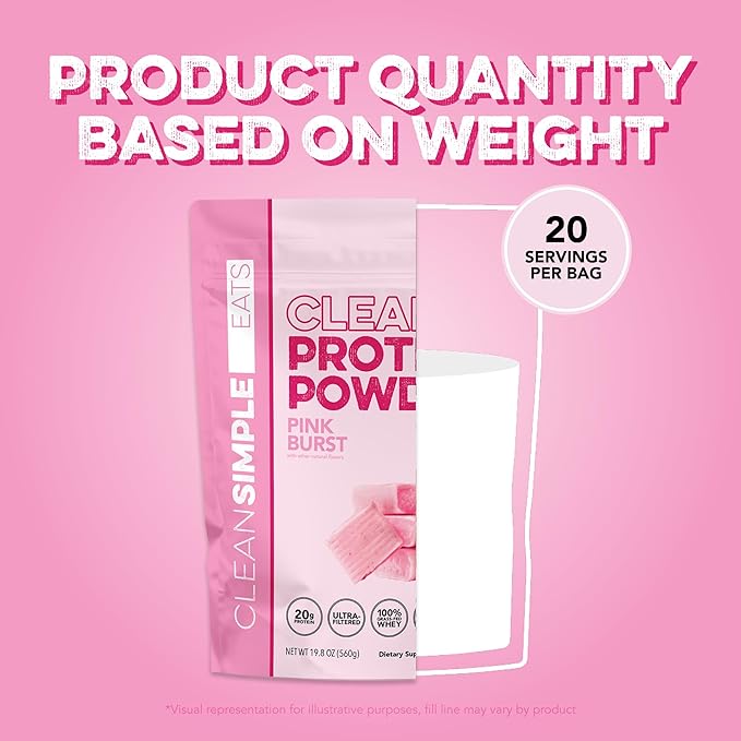 Clean Simple Eats Clear Protein Drinks 20G Grass Fed Whey Protein Isolate Ultra Filtered Light &amp Refreshing Beverage Low Lactose No Artificial Ingredients Pink Burst Flavor 20 Servings