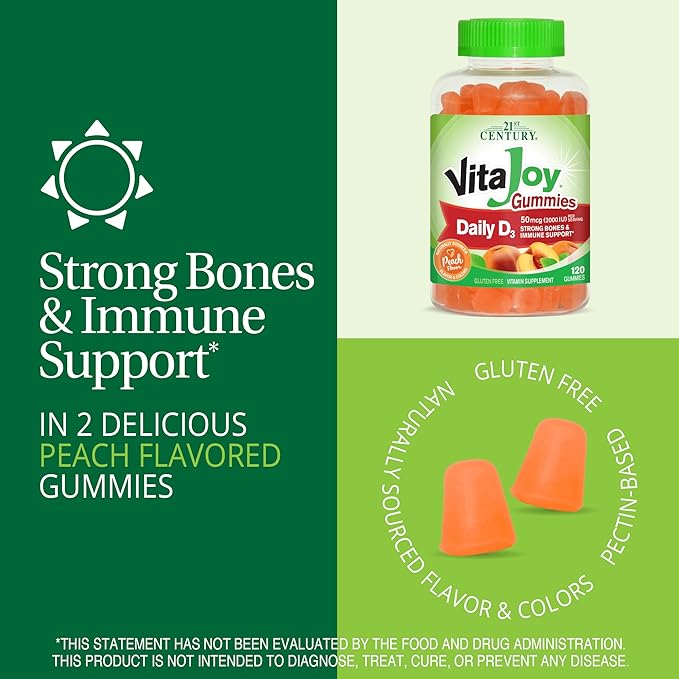 21st Century Daily D Gummies Fruit Flavored - 120 Gummies Pack of 3