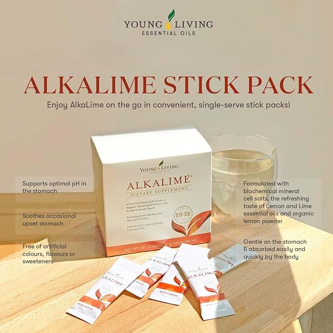 Young Living AlkaLime Stick Packs | 30 ct | Vitamin &amp Mineral Supplement | Digestive Wellness | Gentle on The Stomach | Infused with Calcium Potassium &amp Sodium