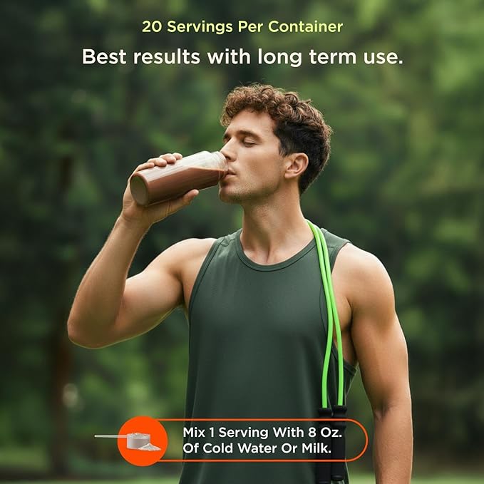 The Genius Brand Protein Powder - Chocolate + Adaptogenic Mushroom Blend - Plant-Based Protein with Turkey Tail for Gut Health - Daily Muscle Recovery &amp Immune Support - 20 Servings