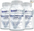 Research Verified Magnesium Complex - Brain Muscle and Nerve Support - Magnesium Bisglycinate Malate Citrate and Oxide - Bioperine - Vegan - 60 Capsules - Pack of 3