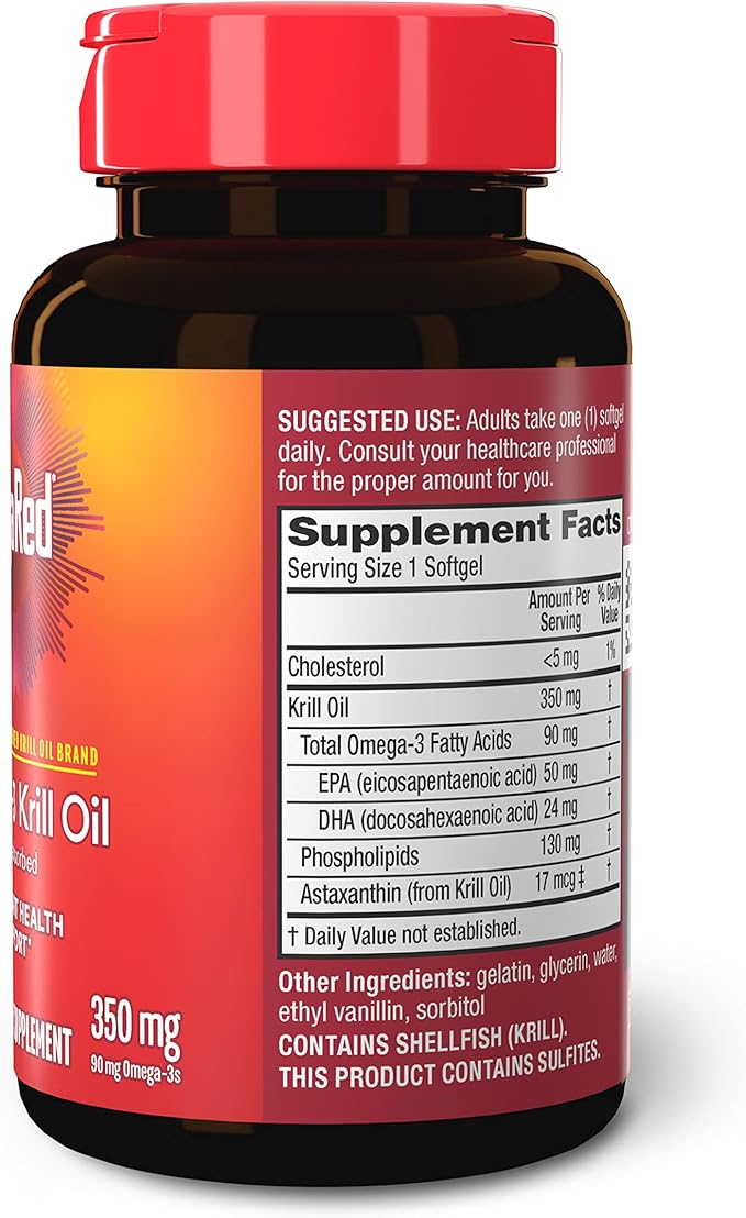 MegaRed - Omega-3 Krill Oil 350mg Softgels (130 Count in A Bottle) EPA &amp DHA Omega-3 Fatty Acids with No Fishy Aftertaste Unlike Fish Oil Contains Antioxidant Astaxanthin