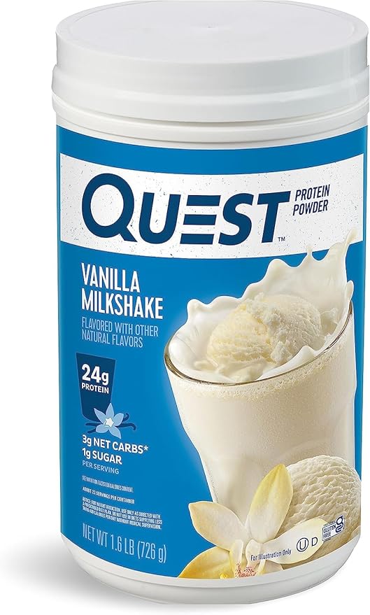 Quest Vanilla Milkshake Protein Powder Bundle 24g Protein 1g Sugar 3 &amp 1.6 Pound Low Carb Gluten Free 43 &amp 23 Servings