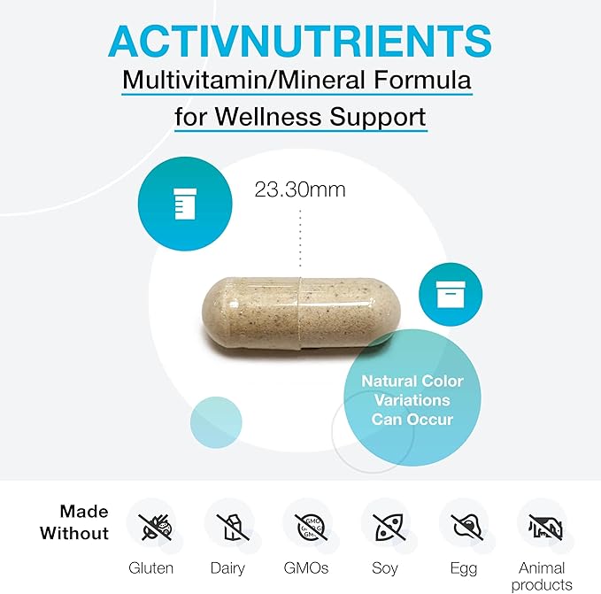 XYMOGEN ActivNutrients - Multivitamin &amp Multimineral Formula - Wellness Immune &amp Energy Support - Active B Vitamins &amp Chelated Minerals - Vegetarian Non-GMO &amp Gluten Free - 240 Count