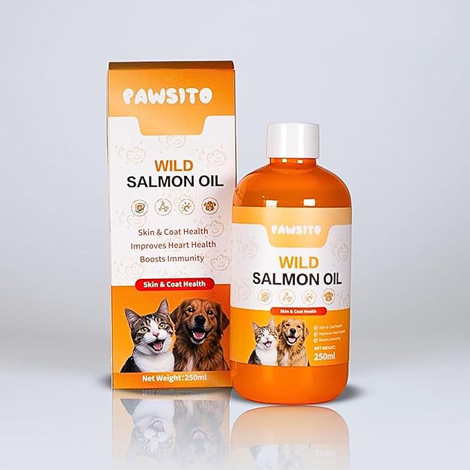 Wild Salmon Oil for Dogs – Pure Omega-3 Liquid Topper with EPA &amp DHA to Support Healthy Skin Shiny Coat Joint Comfort Heart Function &amp Overall Daily Vitality (250ml)