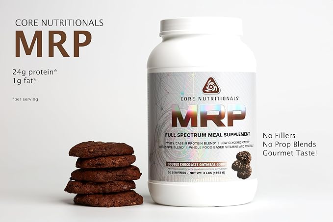 Core Nutritionals MRP Full Spectrum Meal Replacement | Whey Protein Blend + Low Glycemic Carb Blend | 27g Protein | 3 Pound (Double Chocolate Oatmeal Cookie)