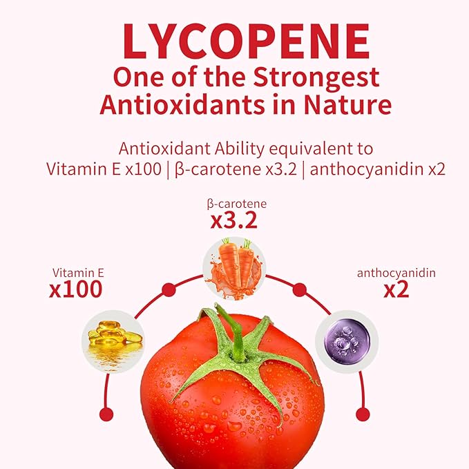 Lycopene Supplement for Men 100mg Lycopene Capsule with 200mg Reishi Mushroom for Overall Health 2 Month Supply Non-GMO &amp Gluten Free Vegan 60 Rapid Release Capsules