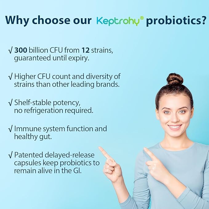 Probiotics for Women &amp Men 300 Billion CFU Probiotics from 12 Strains + Organic Prebiotics Blend for Daily Digestive Immune Gut Bloating Gut Health for Women &amp Men Shelf Stable - 60 Caps