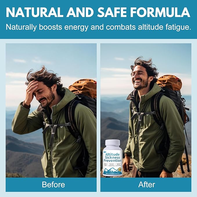 Altitude Sickness Prevention - Altitude Pills for Ski Hike &amp Mountain Trips - with Vitamin C &amp Ginkgo Leaf Extract for Oxygen &amp Energy Balance 100 Capsules