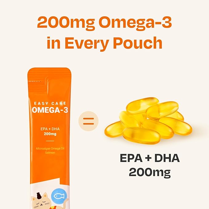 Cat Omega 3 Supplement – Lickable with EPA &amp DHA for Skin and Coat Immune &amp Joint Support – Daily for Cats Salmon Flavor 30 Tubes
