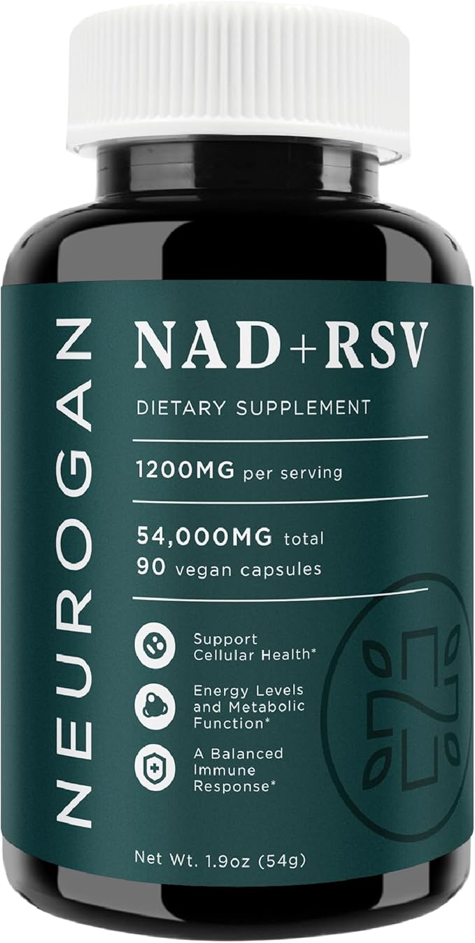 Neurogan NAD+ Resveratrol Supplement - Cellular Balance Support - 1200mg NAD+ &amp Trans-Resveratrol per Serving 90 Count