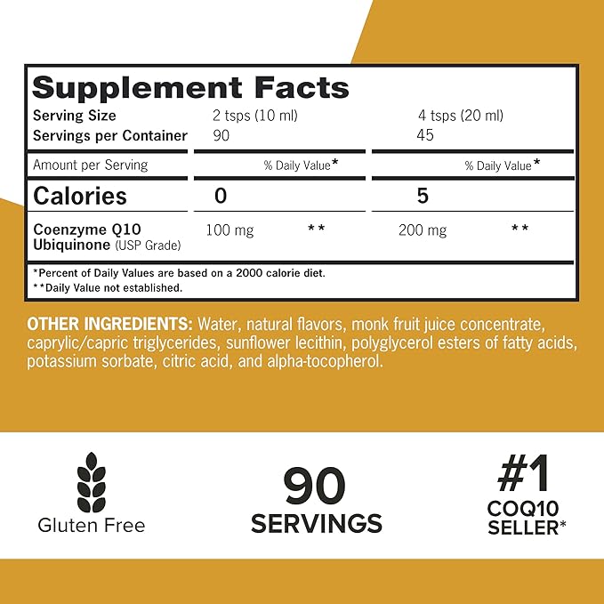 Qunol CoQ10 Liquid Supplement 100mg Superior Absorption Natural Form of Coenzyme Q10 Antioxidant for Heart Health Orange Pineapple Flavored 90 Servings 30.4 oz Bottle