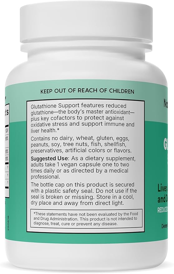 Natural Wellness Glutathione Supplement – Liposomal Glutathione with CoFactors for Antioxidant Liver Detox &amp Immune Support – Vegan Glutathione Capsules Non-GMO 60 Count