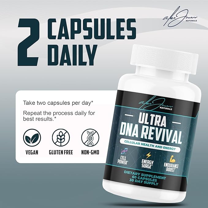 NAD+ Support Supplement | Ultra DNA Revival Formula | Cellular Energy &amp Wellness Support | Premium NMN + Resveratrol Blend | Vegan Capsules | 60 Count