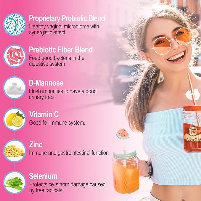 Vaginal Probiotics PH Balance for Women 70 Billion CFUs Womens Probiotic for Vaginal health Urinary Odor Control Flor Ph Balance &amp Hormone with Prebiotic &amp D-Mannose - Shelf Stable 60