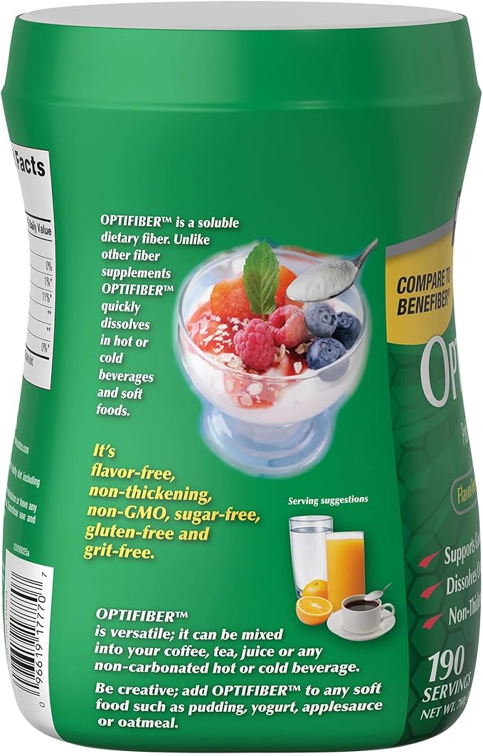Prebiotic Fiber Supplement with Opti Fiber - Soluble Wheat Dextrin Powder for Digestive Health - Grit-Free Dissolves Completely in Water Sugar-Free &amp Non-GMO - 190 Servings