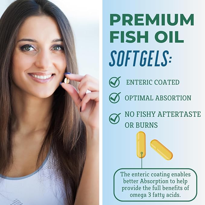 grow vitamin OmegaVita Fish Oil : 800 mg EPA 600 mg DHA Omega 3 Supplement for Heart Brain &amp Immune Support Absorbable Triple Strength Fish Oil Supplement - 2000 mg Per Serving 30 Day Supply