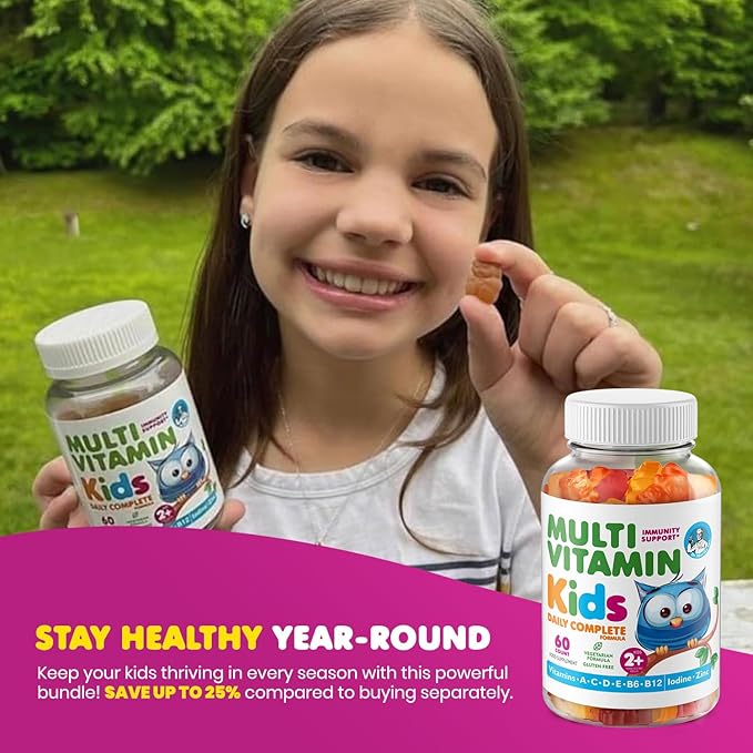 DR. MORITZ Elderberry Gummies for Kids (60 Count) and Kids Multivitamin Gummies Bundle (120 Count 2 Pack) - for Children’s Immune Support and Overall Health - Toddler Vitamins Supplement