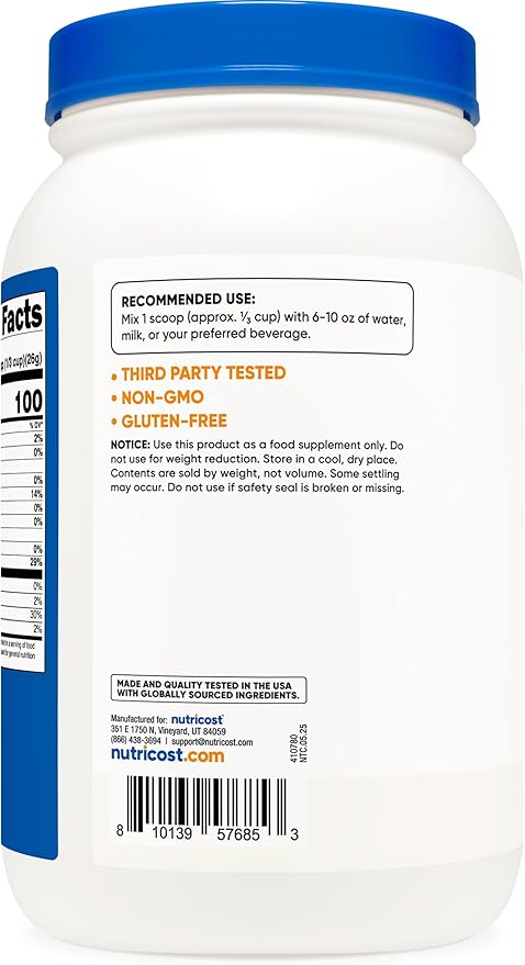 Nutricost Pea Protein Powder (4 LBS) Unflavored - 20g of Vegan Pea Protein Isolate GMO-Free Gluten-Free 71 Servings