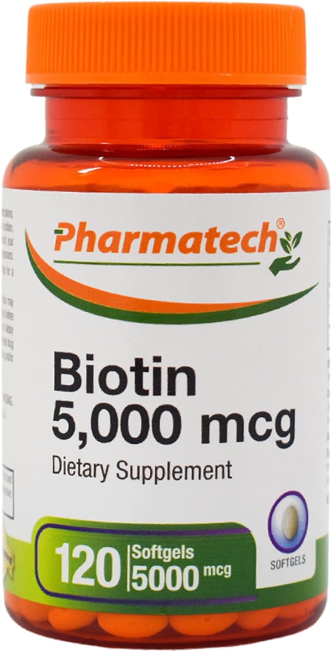 Biotin Vitamin B7 for Hair Growth Skin and Nails 10000 mcg and 5000 mcg Gluten Free Non-GMO 120 Softgels