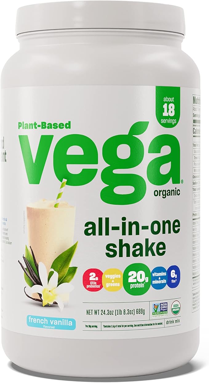 Vega Organic All-in-One Vegan Protein Powder &amp Protein and Greens Protein Powder Vanilla - 20g Plant Based Protein Plus Veggies