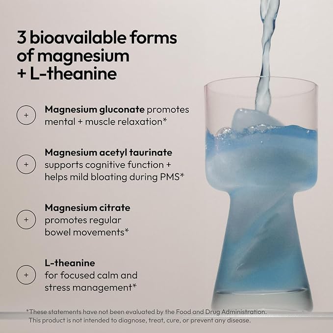Moon Juice Magnesi-Om Magnesium Powder Supplement - Chelated Magnesium Complex + L-Theanine Blend for Rest Relaxation &amp Regularity - Vegan Non-GMO &amp No Sugar Blue Lemon 4.2 oz 30 Servings