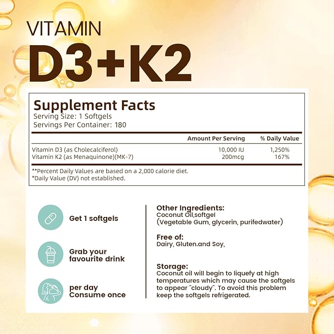 VivoNu Vitamin D3 K2 10000 IU Magnesium Supplement – with Vitamin D and K (MK-7) Magnesium Glycinate &amp Malate Zinc Citrate – 180 Softgels for Energy Bone* &amp Muscle* Support*