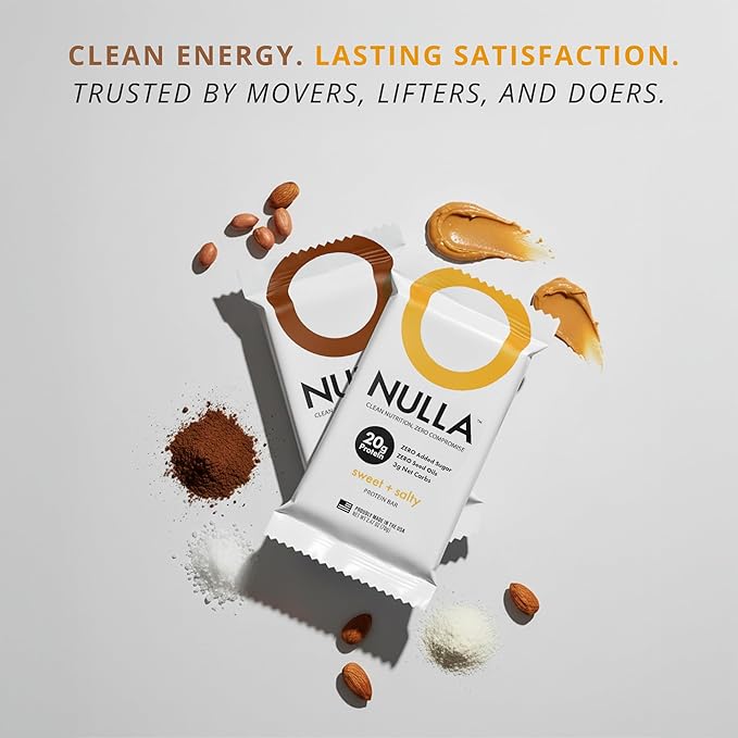 Nulla Bar 12 Count Box NO SEED OILS 20 grams Protein 2-3g Net Carbs (Sweet + Salty)