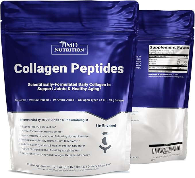 1MD Nutrition Bone Support Bundle - Includes Collagen Peptides and OsteoMD for Comprehensive Bone Support