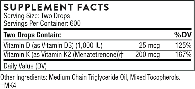 THORNE - Super EPA (90 Gelcaps) &amp Vitamin D + K2 (1 Oz) Bundle - Supports Bone Health Muscle Structure &amp Joint Health - Gluten Dairy &amp Soy-Free