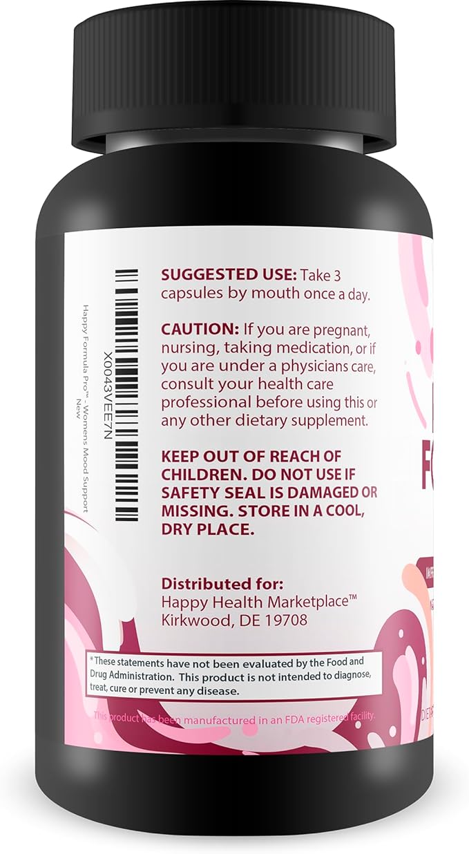 Happy Formula Pro - Our Best Happy Pills Vitamin D Mood Support Supplement - Happpy Supplements Natural Mood Support Supplements for Women Mood Support Supplements for Men - Postpartum Mood Support