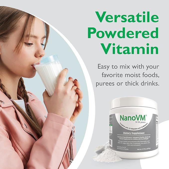 9-18 Years Allergen-Free Kids Multivitamin Unflavored Powdered Vitamins Multivitamin Powder with 13 Vitamins &amp 13 Minerals Low-Carbohydrate Vitamin Supplements 275g - Solace Nutrition