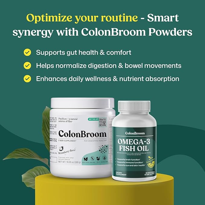 ColonBroom Omega 3 Fish Oil 2640 mg Softgels | Lemon Flavor | Daily Fish Oil Omega-3 Supplement for Women &amp Men with EPA &amp DHA | Gluten-Free Non-GMO Natural (120 Softgels 4 Month Supply)