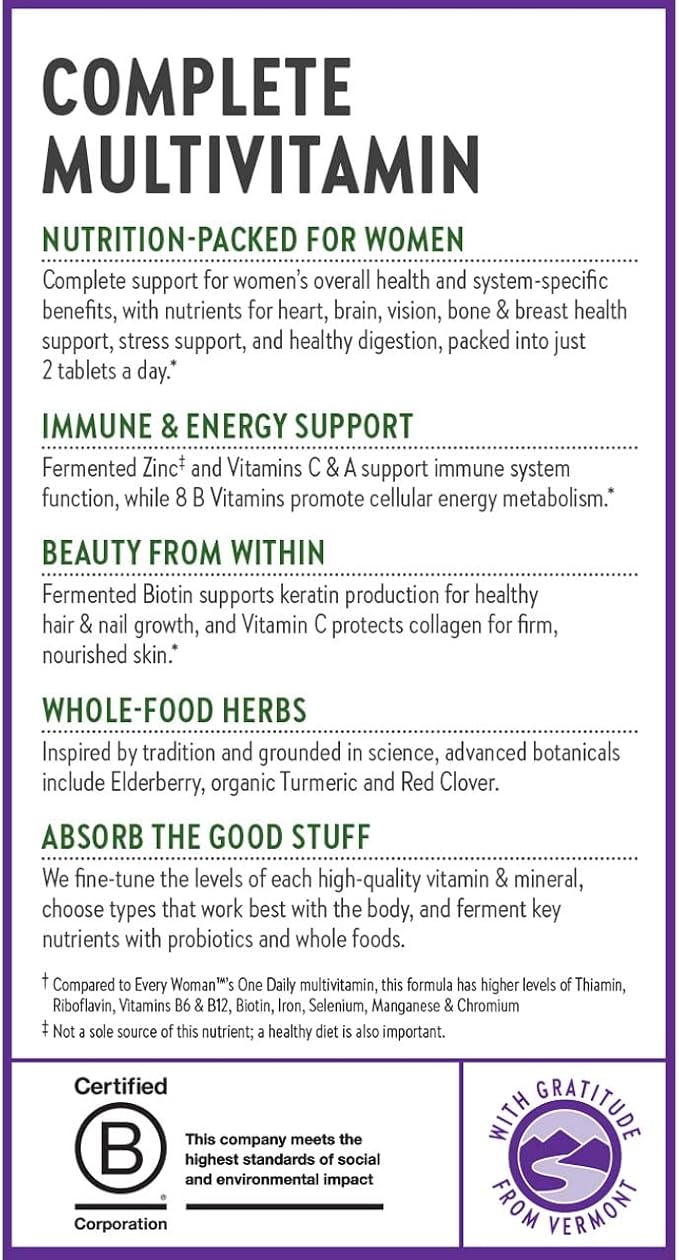 New Chapter Women's Multivitamin Advanced Formula for Stress Bone Immune Beauty &amp Energy Support Higher Levels of Whole-Food Fermented Essential Nutrients for Women + Iron + Vitamin D3 120 Co