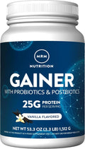 MRM Nutrition Gainer Protein with Probiotics &amp Postbiotics - Vanilla Flavored for Men &amp Women 25g of Whey Protein Concentrate &amp Isolate Micellar Casein &amp Digestive Enzymes - 18 Serv
