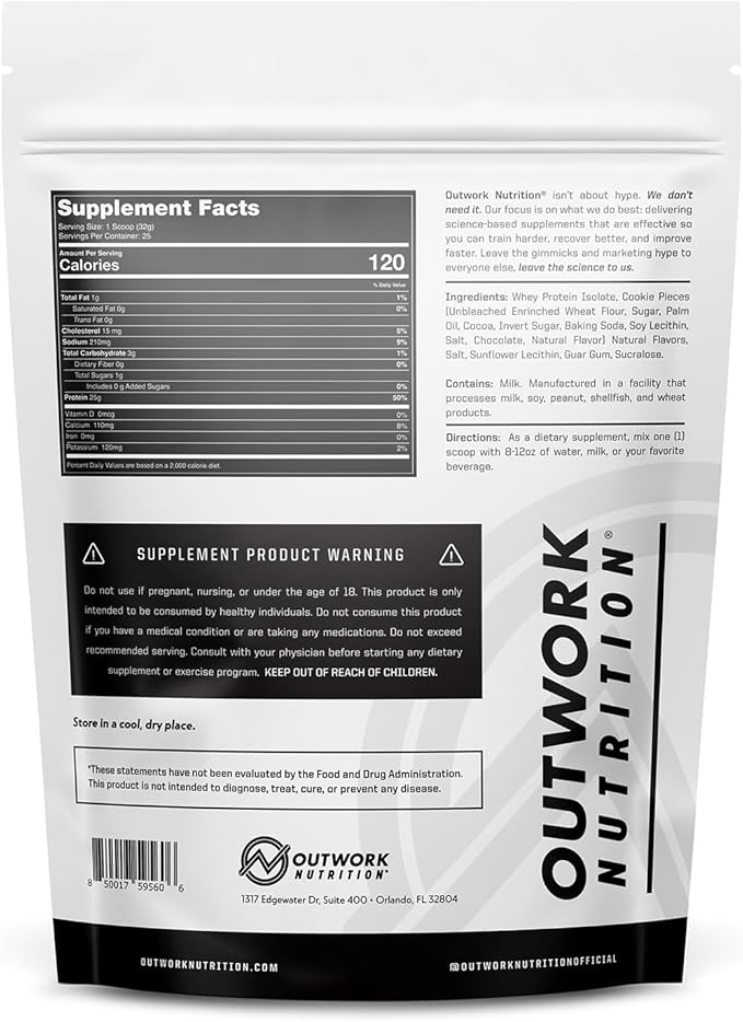 Outwork Nutrition Whey Isolate Protein Powder - Accelerates Muscle Building &amp Recovery - Low Lactose Gluten-Free - Post Workout Supplement - Enhanced Protein Synthesis Cookies &amp Cream 1.8lb