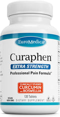 EuroMedica Curaphen Extra Strength - Curcumin &amp Boswellia Supplement for Healthy Circulation Support - Turmeric Supplement to Support Joints Muscle Health &amp Endorphin Production - 120 Tablets
