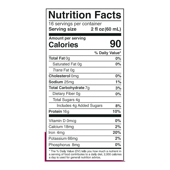 Vidafuel Protein Drink 16g Protein Per 2oz Shot 32 fl oz Carton Berry Collagen and Whey Drink No Artificial Sweeteners