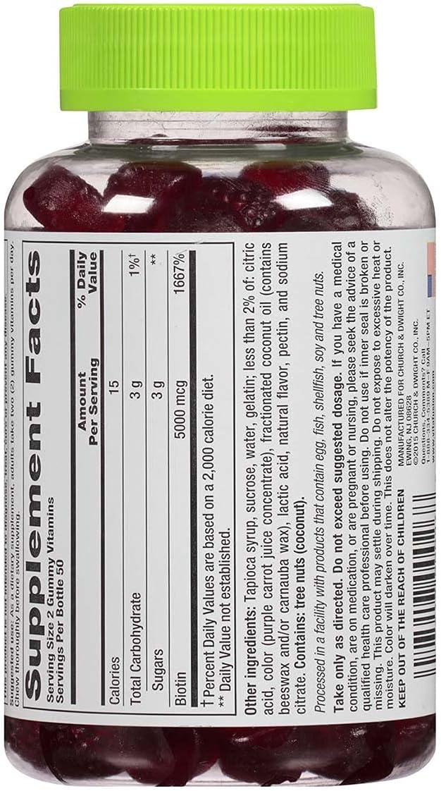 VitaFusion Biotin 5000 mcg Dietary Supplement Gummies Extra Strength Natural Blueberry Flavor - 100 ct Pack of 3
