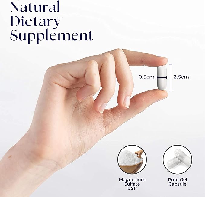 Dr. Clark Magnesium Sulfate USP (Epsom Salt): 1030 mg Magnesium Supplement for Digestive Support and Wellness 100 Gelatin Capsules