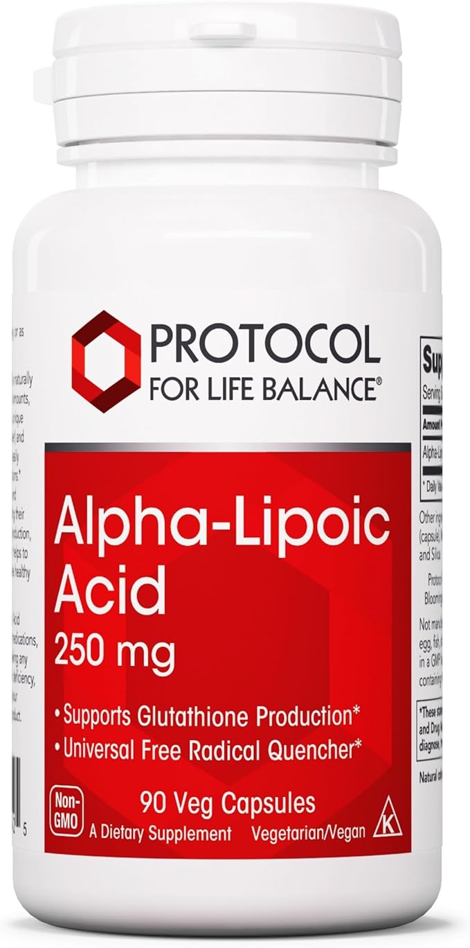 PROTOCOL FOR LIFE BALANCE Alpha-Lipoic Acid Supplement - 600mg ALA - Oxidative Stress Quencher Blood Flow &amp Heart Health - Kosher &amp Dairy Free - 60 Veg Capsules