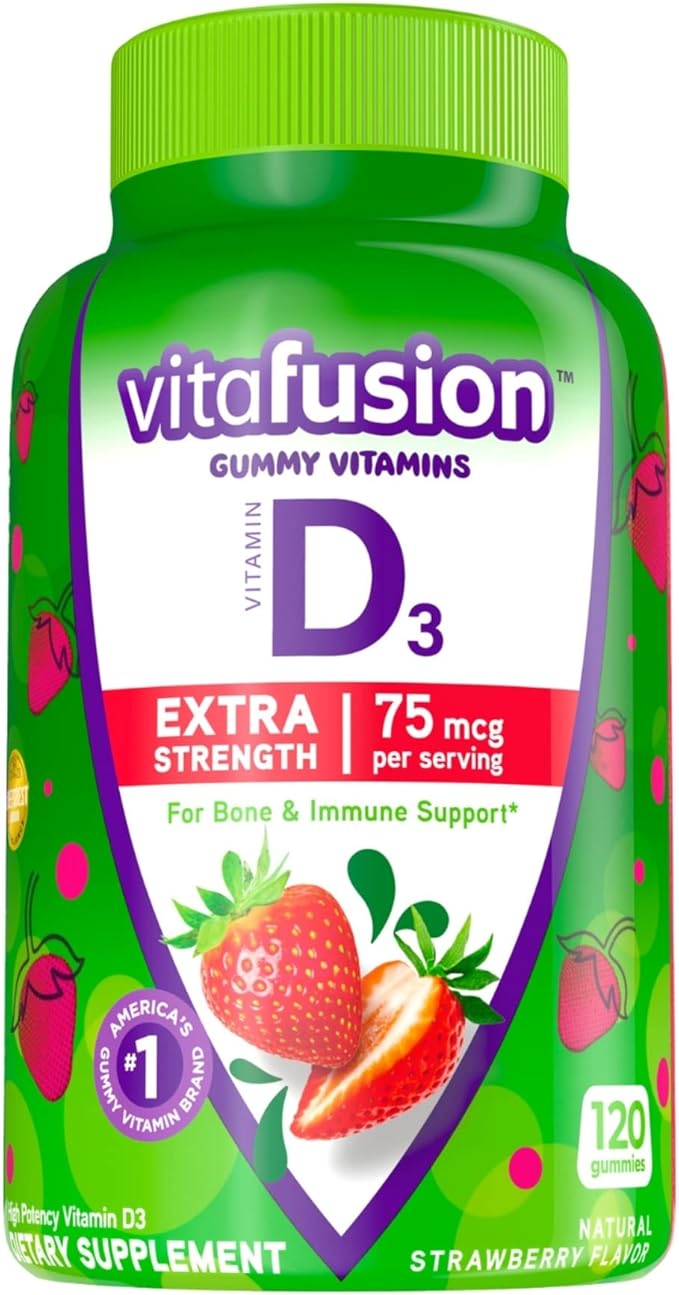 Vitafusion Extra Strength Vitamin D3 Gummy &amp Extra Strength Vitamin B12 Gummy Vitamins for Energy Metabolism Support