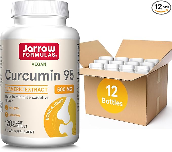 Jarrow Formulas Curcumin 95 500 mgTurmeric Curcumin Extract for Antioxidant Support Bone and Joint Support Dietary Supplement120 Veggie CapsulesUp to 120 Servings Pack of 12