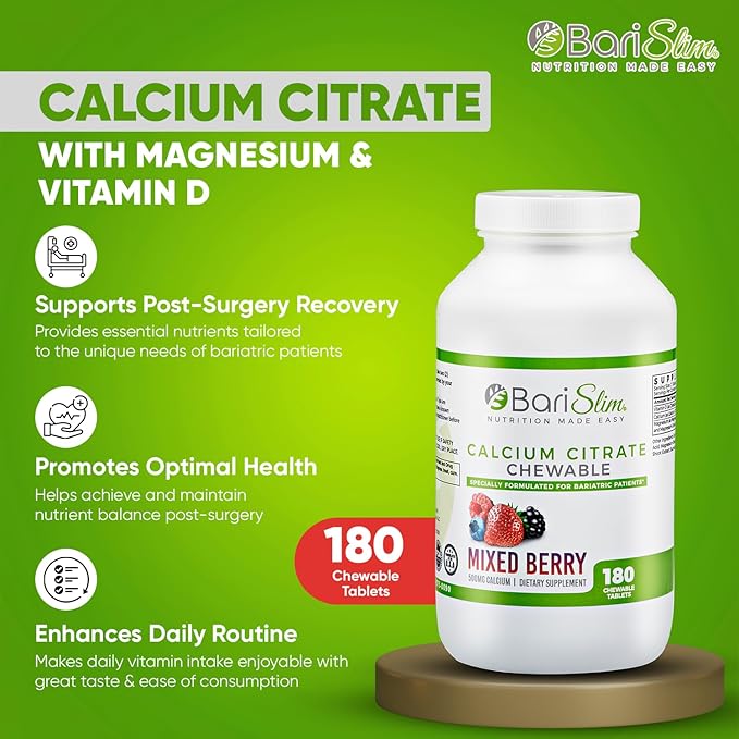 BariSlim Chewable Bariatric Multivitamin Tablets - Specially Formulated Chewable Tablets for Patients After Weight Loss Surgery - Easy to Digest &amp Great Tasting Fruit Flavors | Pack of 2